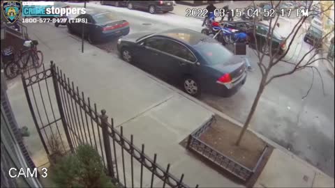 Police footage shows a gang of dirt bikers beat up a motorist and his son in Harlem