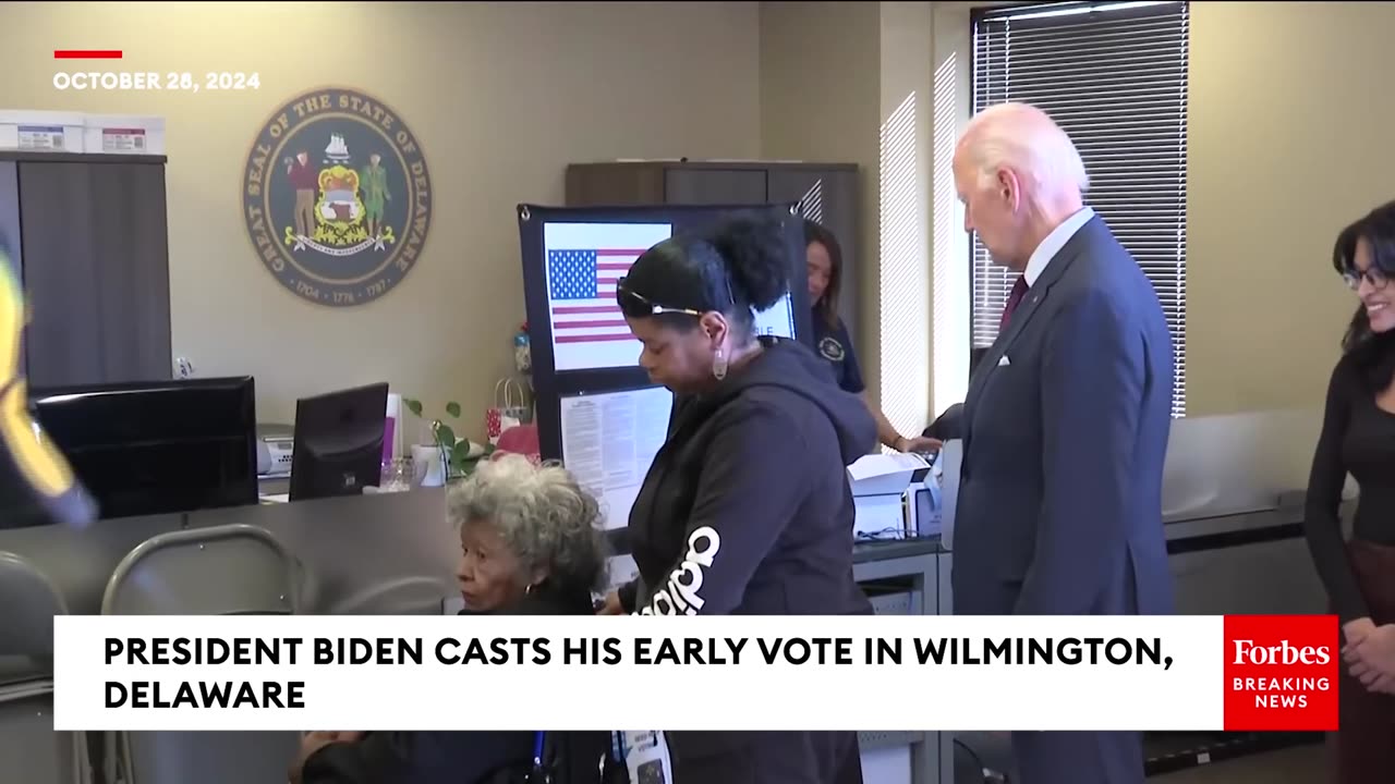 WATCH- President Biden Votes Early At Polling Site In Wilmington, Delaware