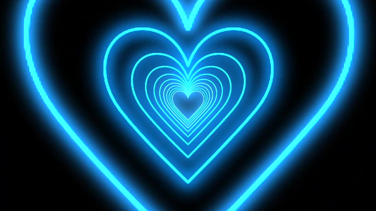 1008. Heart Tunnel Background💙Sky Blue Neon Heart Background Heart Heart
