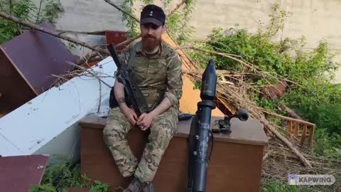 A Ukrainian soldier with German Panzerfuast 3