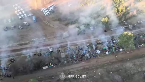 Aerial view of the Polish-Belarusian border.