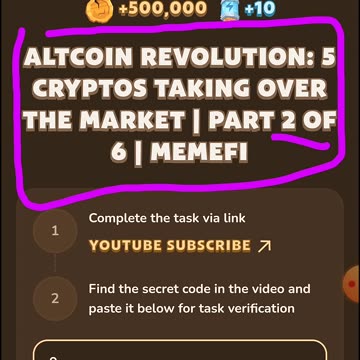Memefi Video Code today _ ALTCOIN REVOLUTION_ 5 CRYPTOS TAKING OVER THE MARKET _ PART 2 OF 6 _MEMEFI