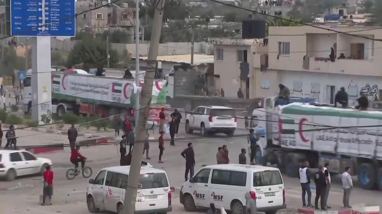 Hamas terrorists hijack humanitarian aid trucks moments after they enter Gaza from Egypt