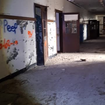Abandoned school hallway