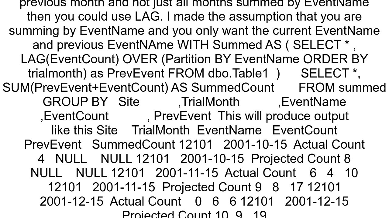 How to sum previous month values and current month values in SQL query