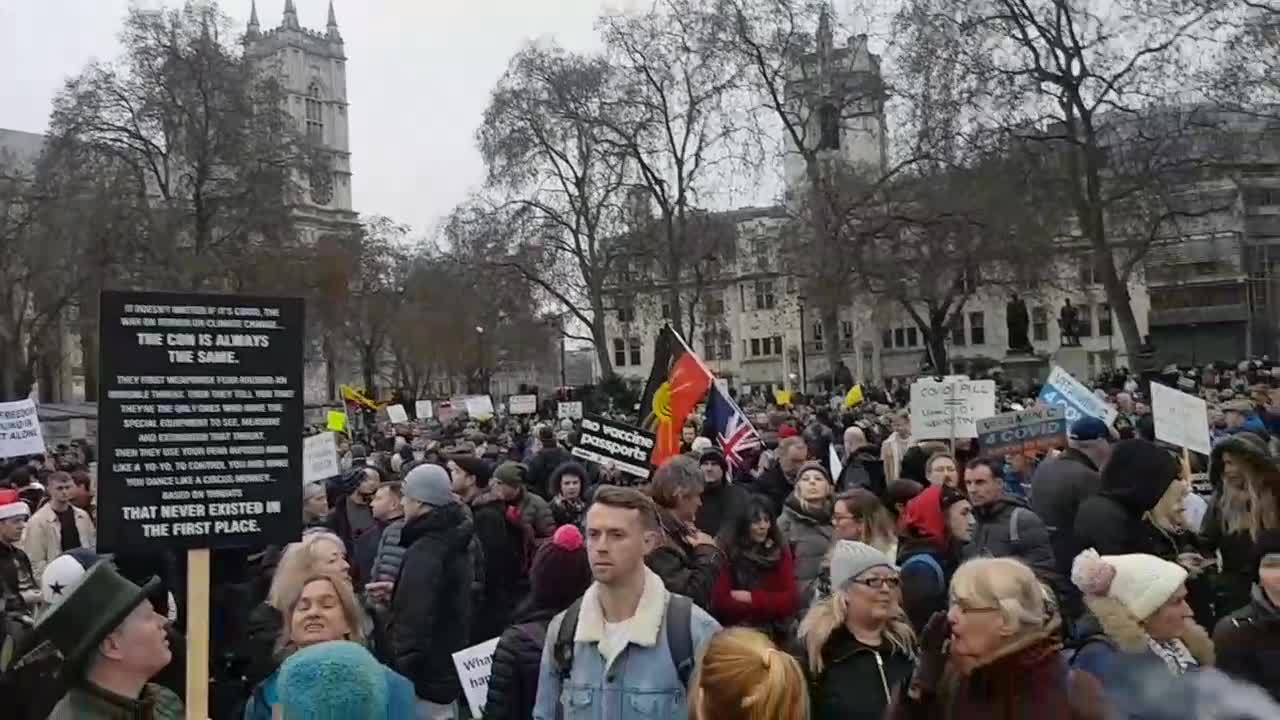 U.K - Protesters today outside London's Parliament