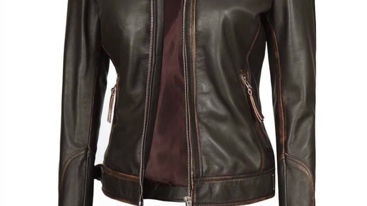 Women's Quilted Brown Leather Jacket