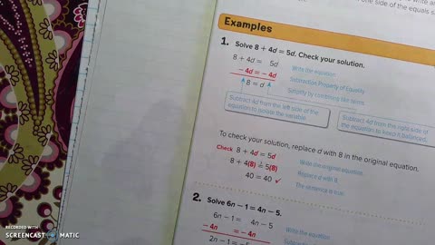 Gr 8 - Ch 2- Lesson 4 - PART 1 - Solve Equations with Variables on Both Sides