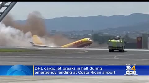 DHL CARGO PLANE BREAKS INTO HALF DURING EMERGENCY LANDING