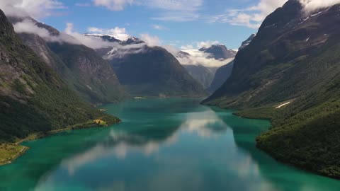 beautiful nature norway natural landscape lovatnet lake