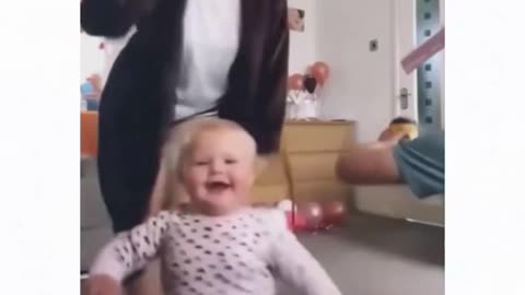 Little girl funny with mom