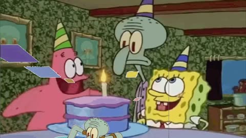 Squidward Is Playing With Tiles While SpongeBob And Patrick Wish Squidward A Happy Birthday 🎂