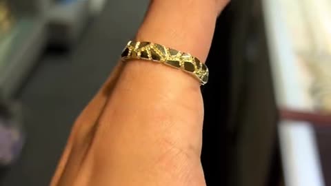 Unisex Solid Gold 360 Nugget Band