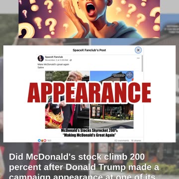 Fact Check: McDonald's Stock Did NOT Jump 200% After Trump Visited Franchise -- Satire Origin