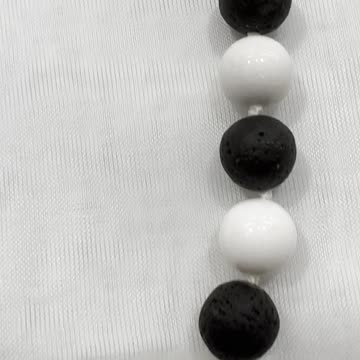 Handmade + Knotting Unique 22” Statement Necklace with White Jade, Lava. Giraffe