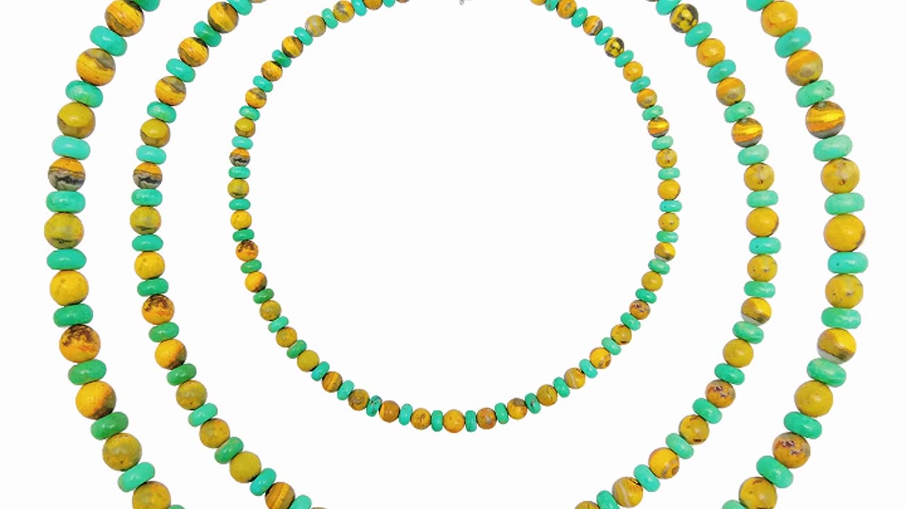 Natural turquoise and bumble bee smooth beads simple necklace 20240404-03-08