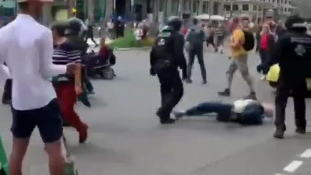 Berlin: Police Throw Woman to the Ground During Lockdown Protests 8-1-21