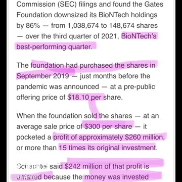 Bill Gates states MRNA vax dont work, after making millions pumping and dumping Pfizer stock.