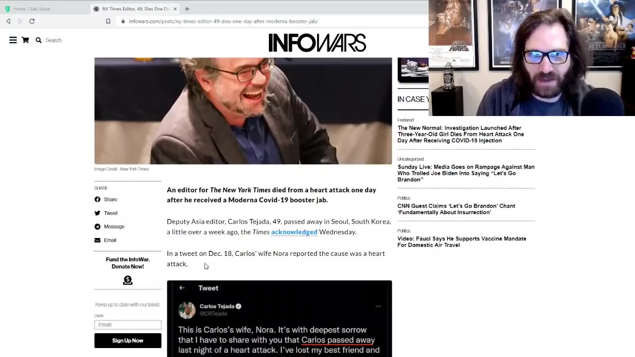 That time when a NYT Editor Took 100% Safe & Effective Booster and Died a Day Later