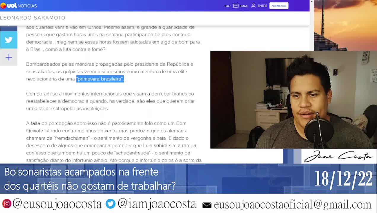Bolsonaristas acampados na frente dos quartéis não gostam de trabalhar?