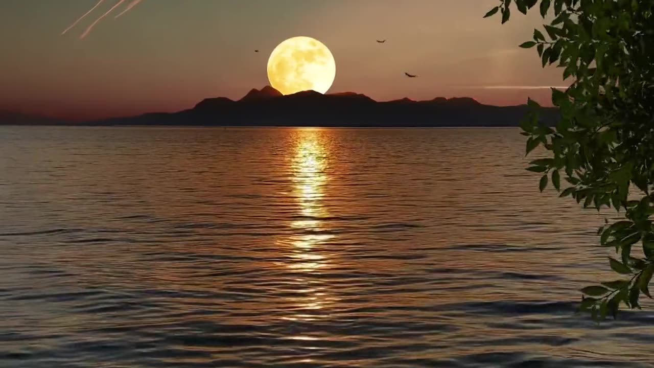 Beautiful Moon Rise view with Sea