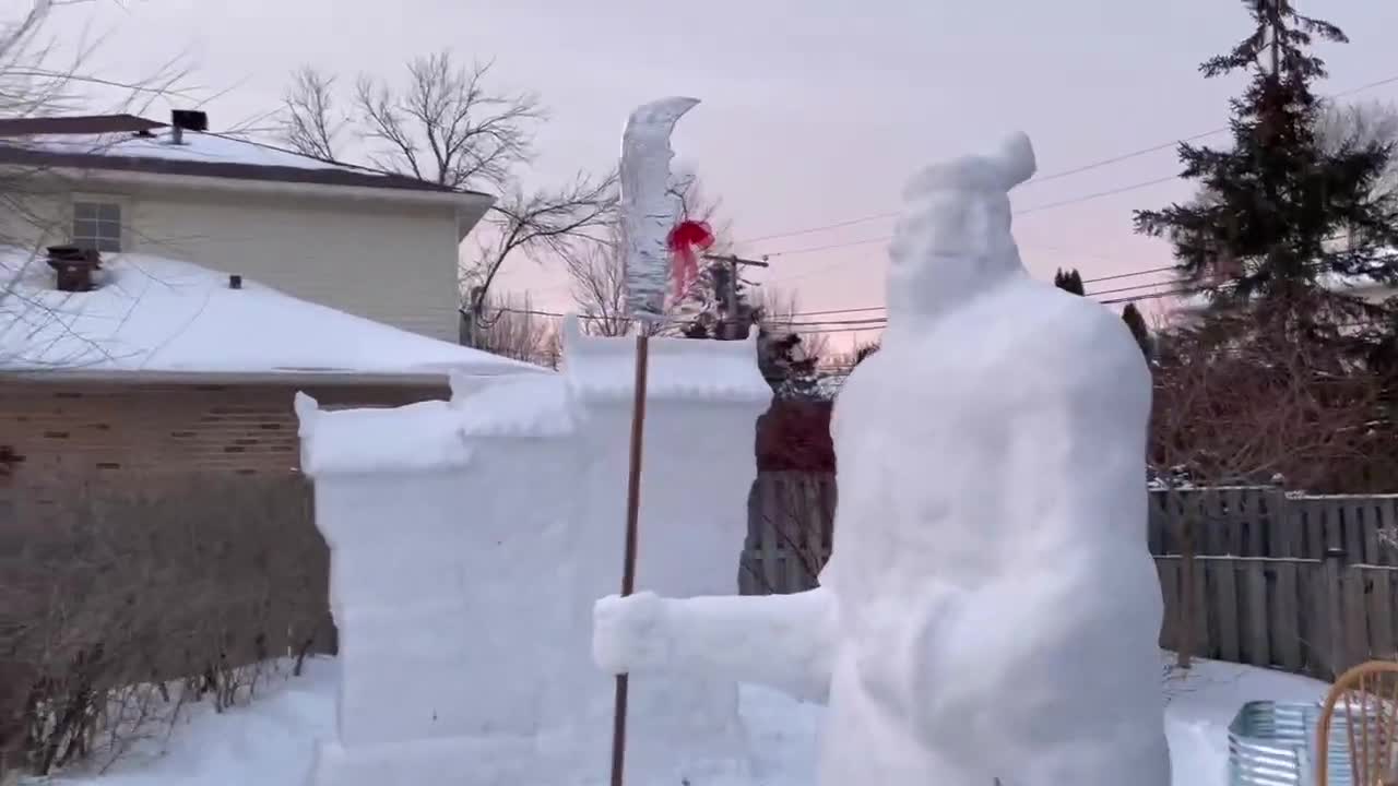 Snow sculptures in my front yard.