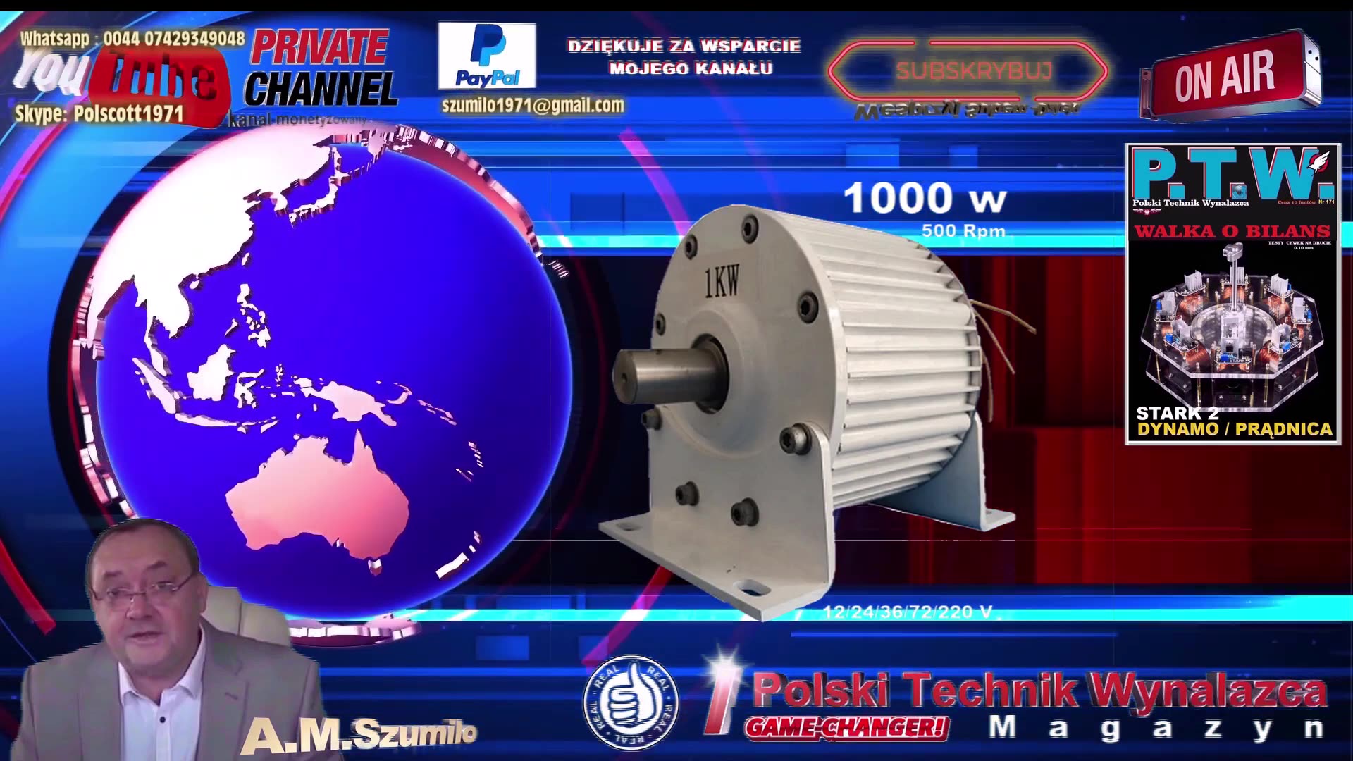 ALTERNATOR 1 KW/ DYNAMO 1 KW/ GENERATOR 1 KW / 12 - 24- 36-72-220 V