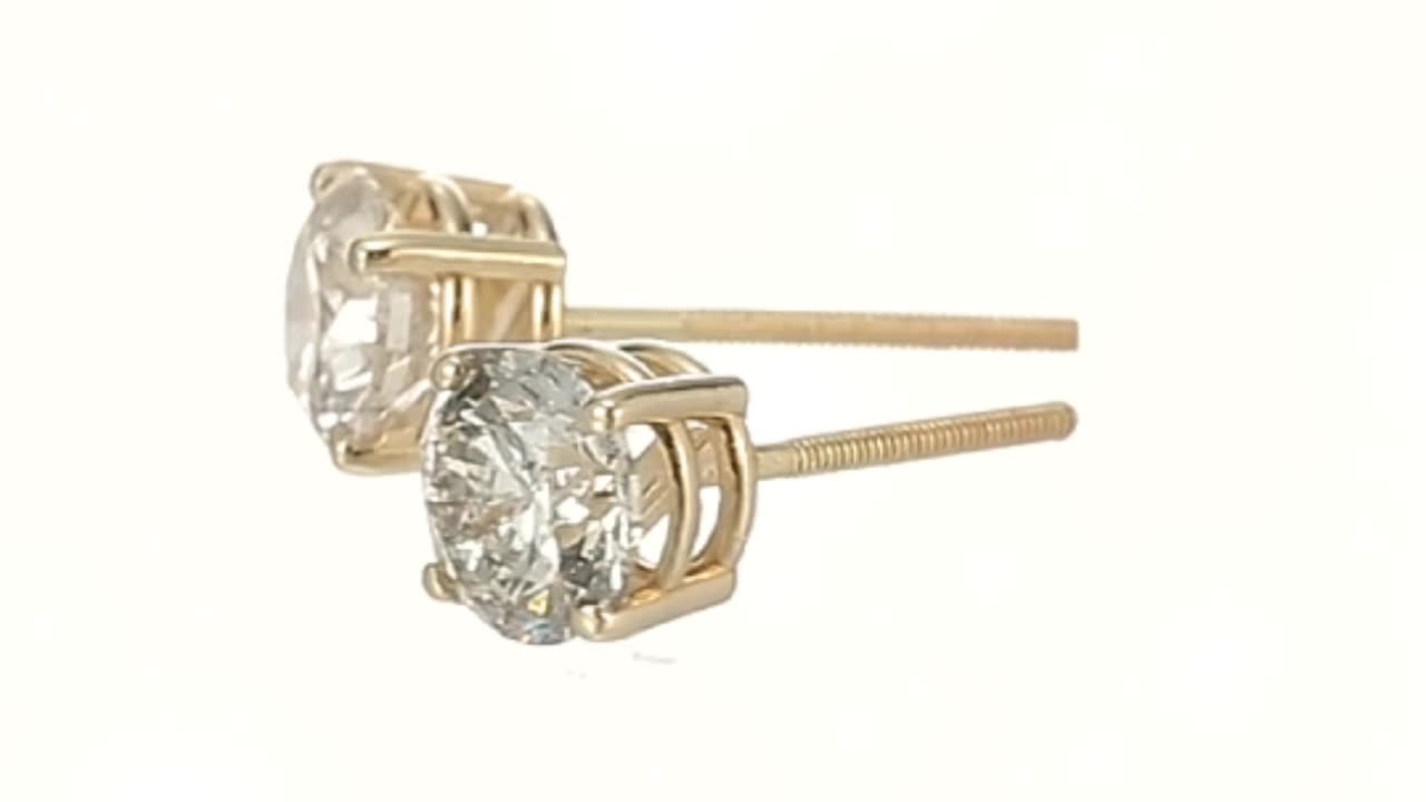 Gold Round-Cut Diamond Stud Earrings #shorts #reels #earrings