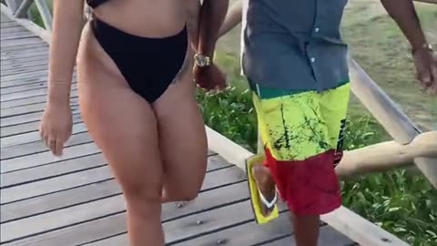 Walking in bikini