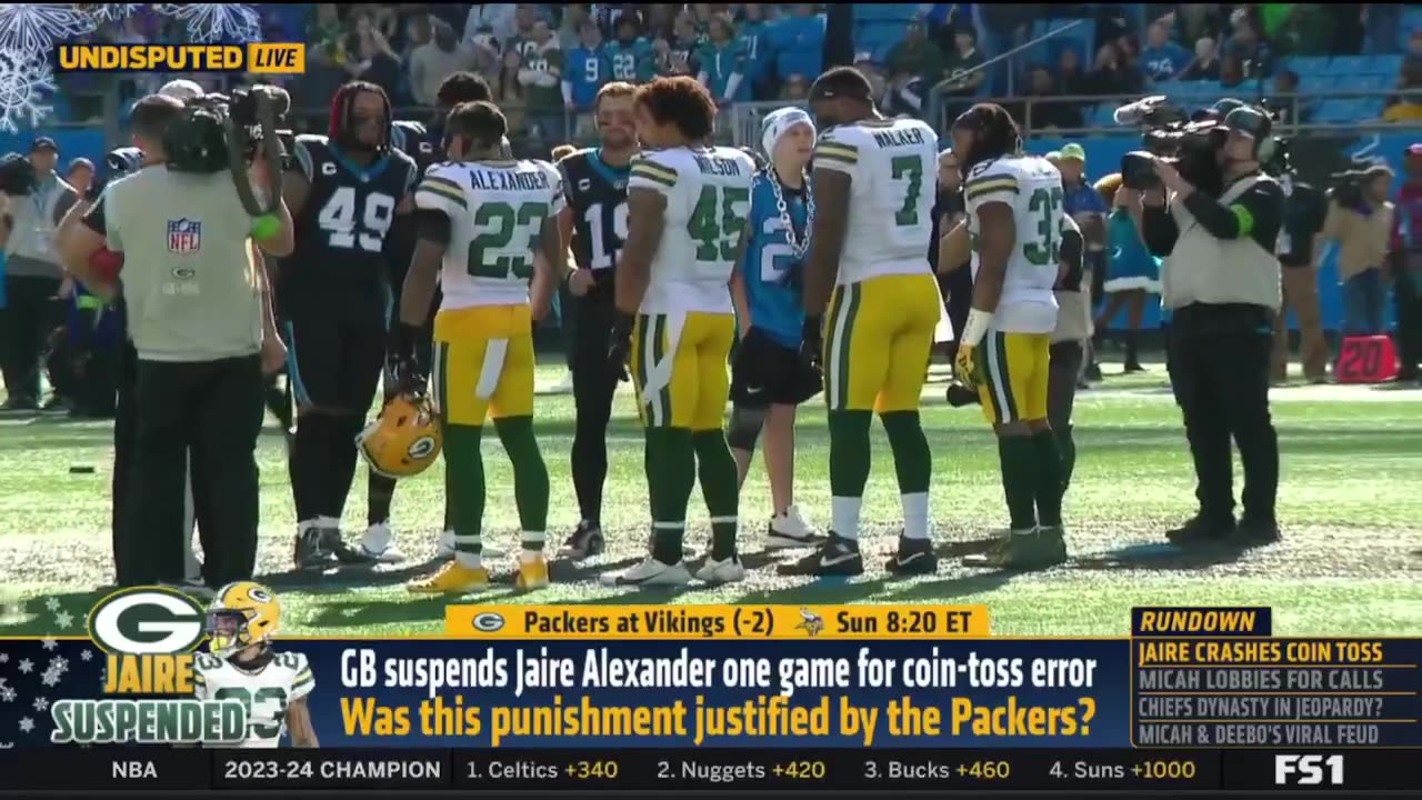 UNDISPUTED Skip Bayless reacts Packers suspends Jaire Alexander on game for coin-toss error