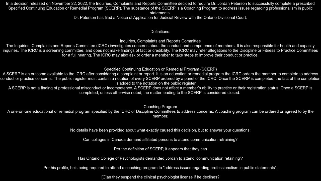 Did the Ontario College of Psychologists demand that Jordan P Peterson attend 39communication retra