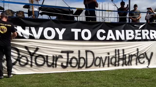 Riccardo Bosi at Canberra protest 19/03/22