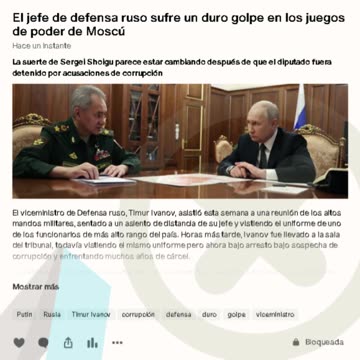 El jefe de defensa ruso sufre un duro golpe en los juegos de poder de Moscú