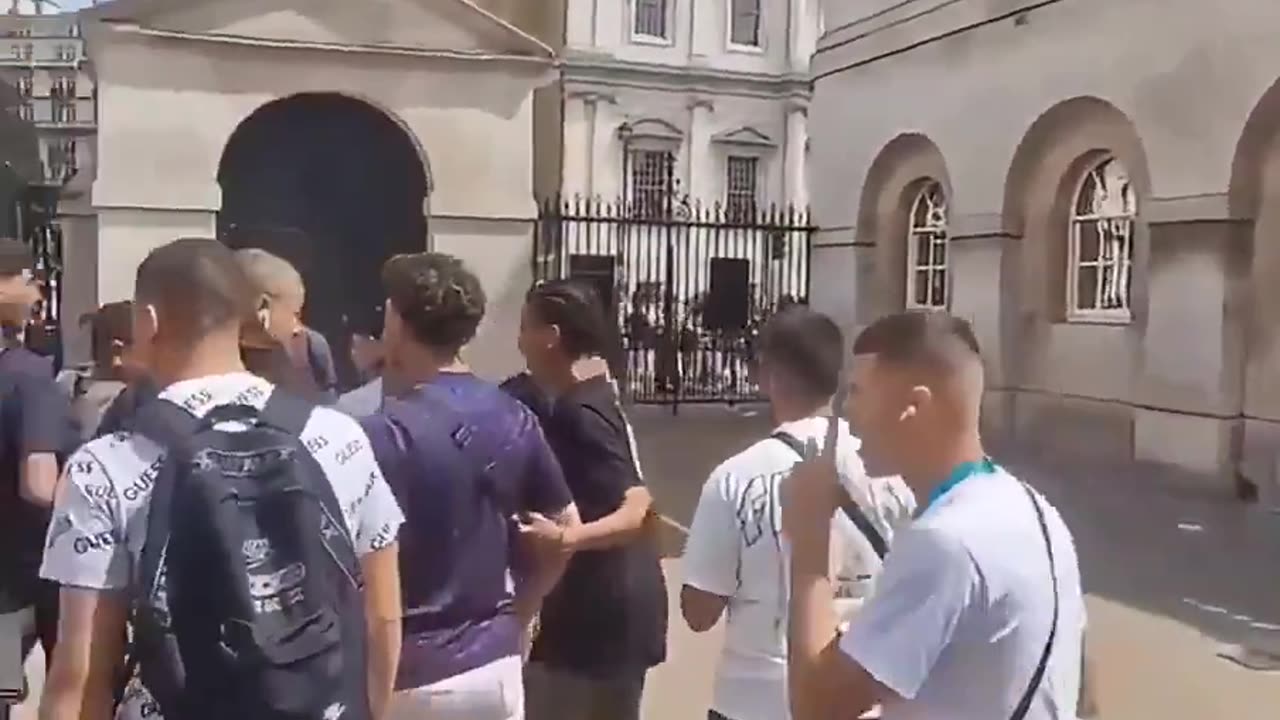 Third World youth disrespect British soldier.