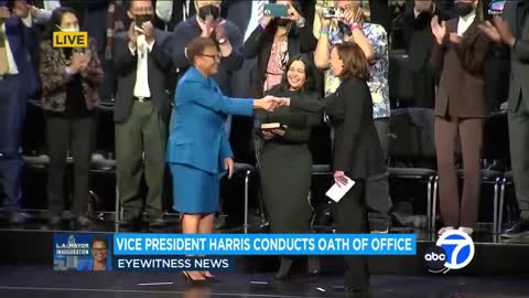 Kamala Lets Out Her Signature Cackle While Swearing In LA Mayor