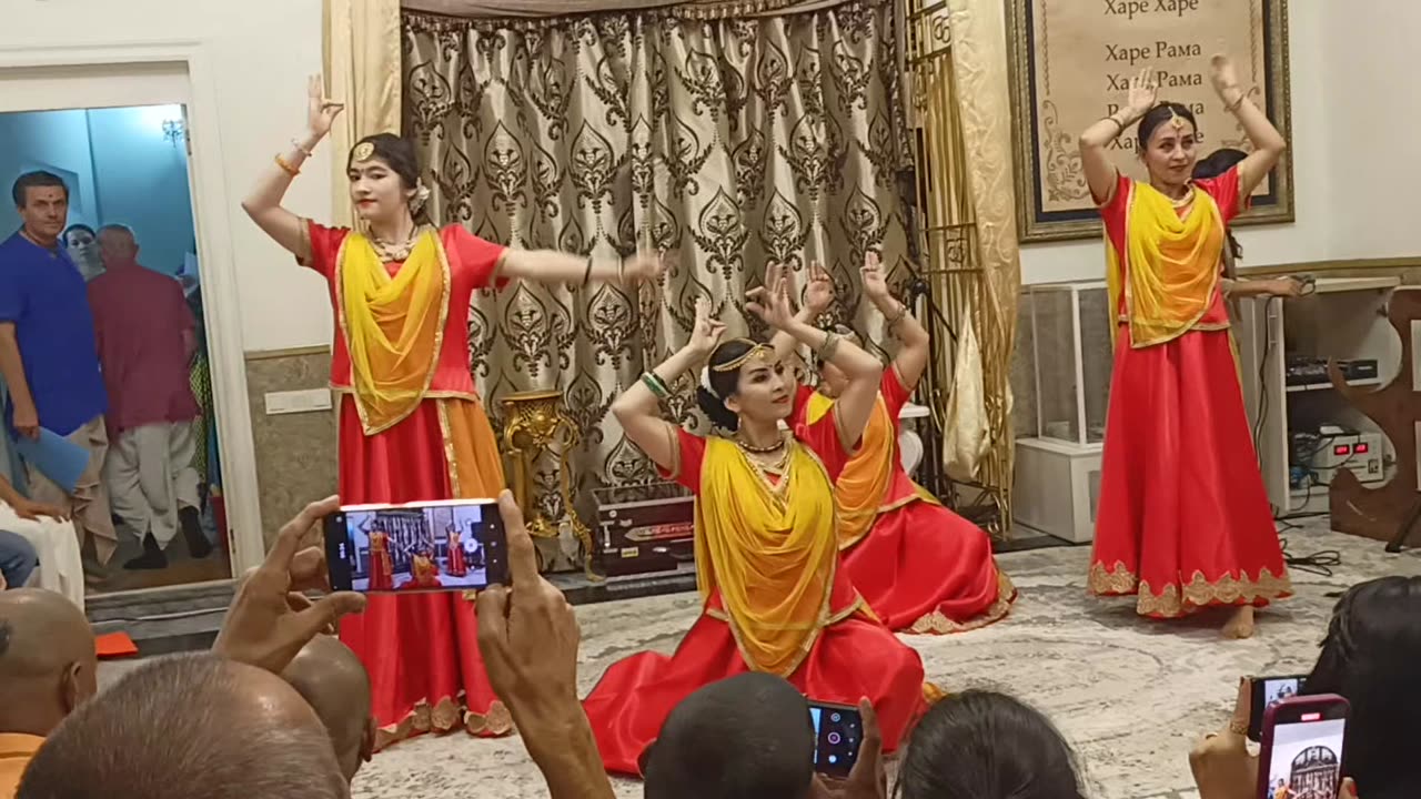Russians devotees perform in janmastmi Iscon Temple, Tashkent..