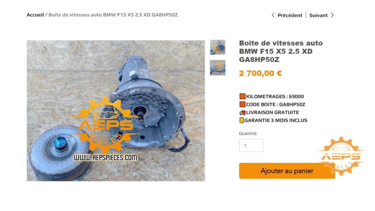 AEPSPIECES.COM - Boite de vitesses auto BMW F15 X5 2.5 XD GA8HP50Z
