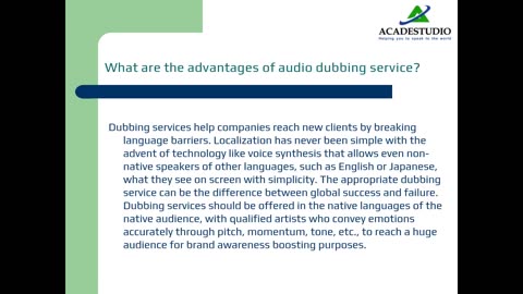 What is an audio dubbing services?