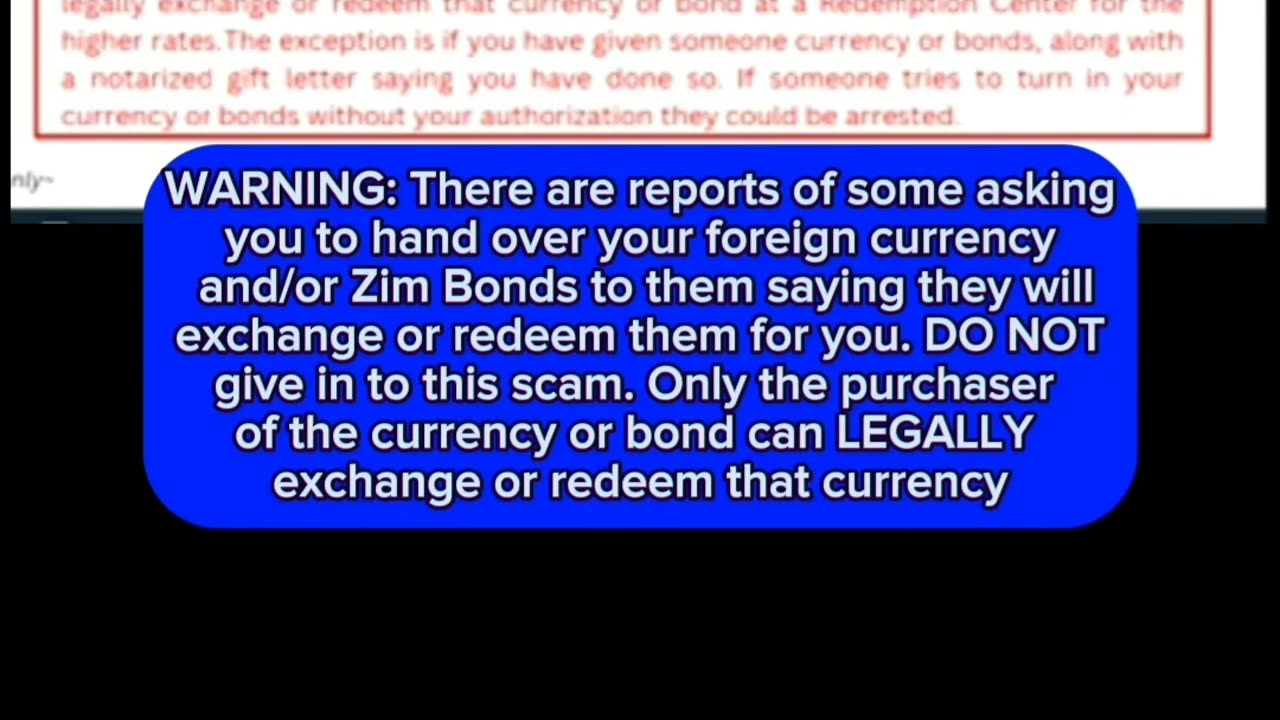 Warning: Do Not Handover Zim Bonds or Foreign Currency Notes To 3rd Party