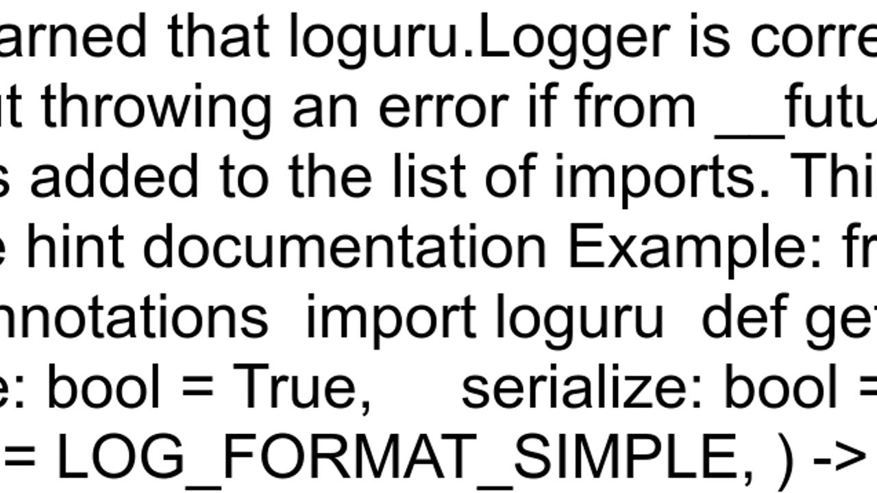 Type hint for returning loguru logger