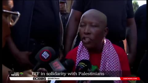 EFF supporters march to the Israeli Embassy in solidarity with Palestinian people