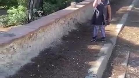 Baby walking at beach