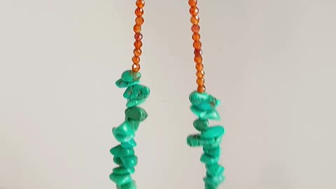 Natural turquoise and sakura onyx smooth beads gemstone necklace full strand 16inch 02