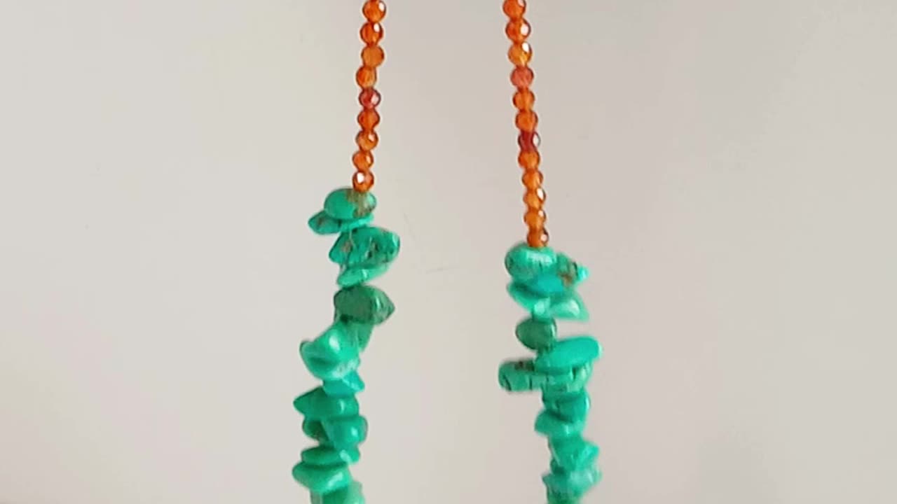 Natural turquoise and sakura onyx smooth beads gemstone necklace full strand 16inch 02
