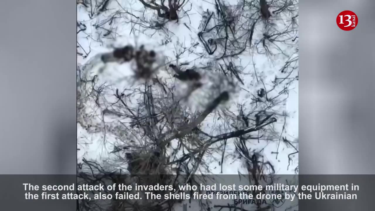 Drone doesn’t let Russians hide after they survive the burning military equipment