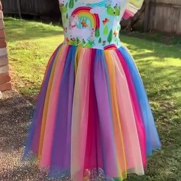 Rainbow Unicorn Girls Tulle Dress - Handmade in Australia