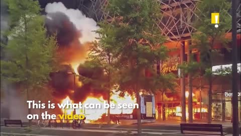 An Electric Bus Caught Fire after Battery Explosion in Paris