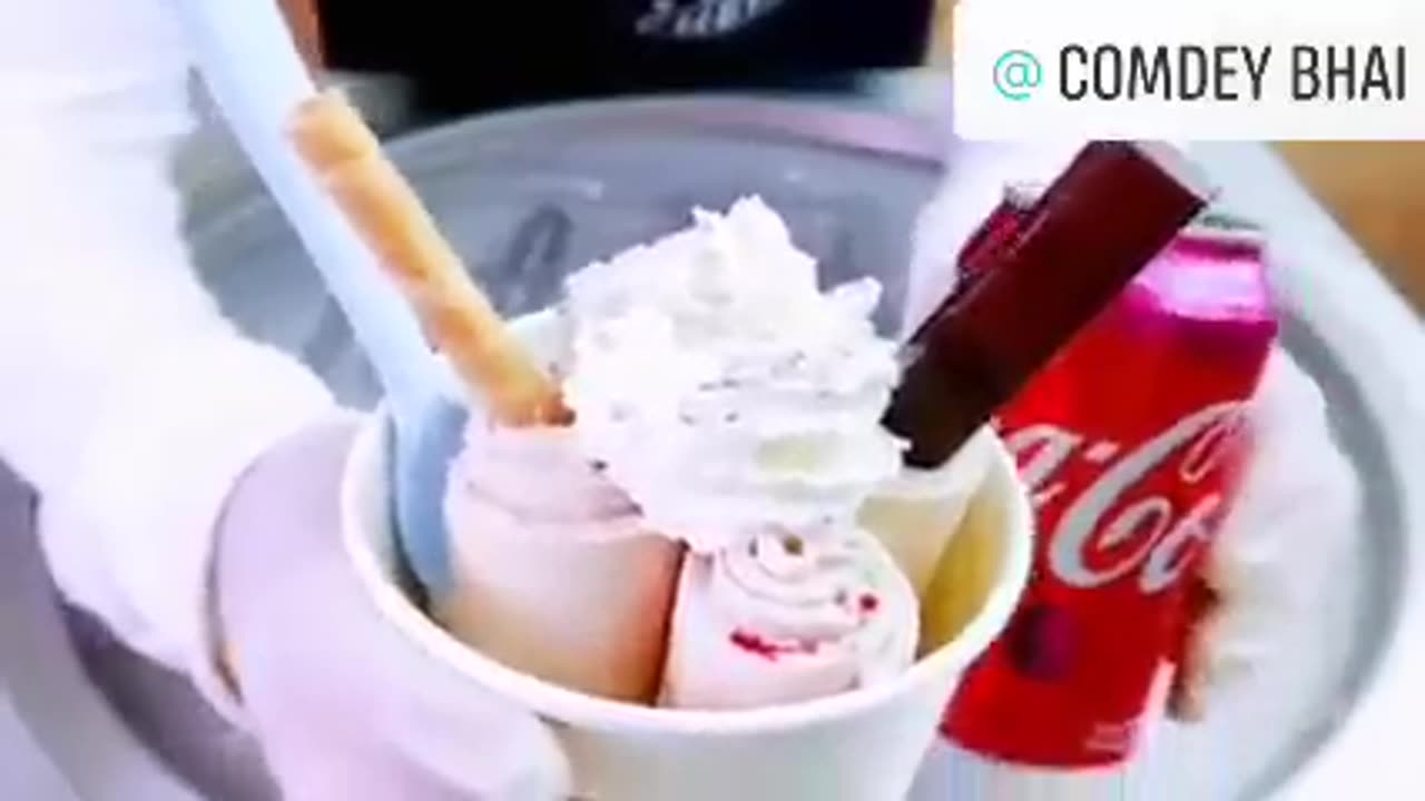 Coca Cola ice cream rolls street food -