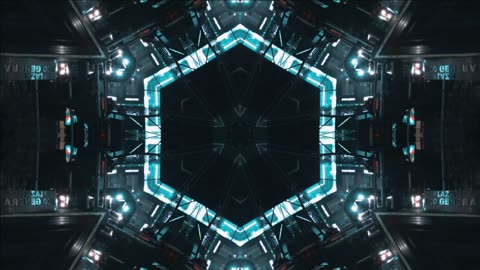 Kaleidoscope shot of blue lights in motion