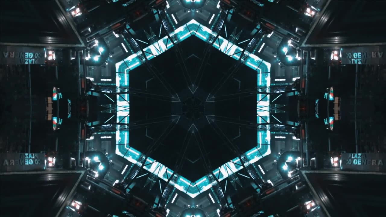 Kaleidoscope shot of blue lights in motion